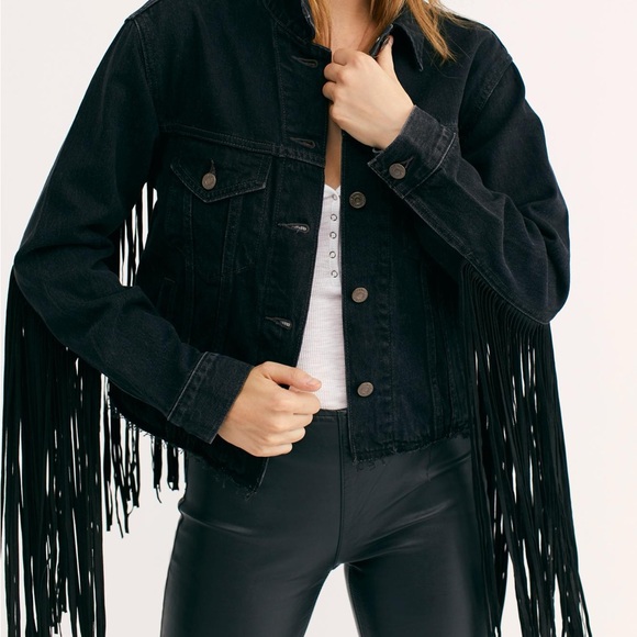 Levi’s Ex-Boyfriend Fringe Trucker Jacket Free People - Picture 3 of 12